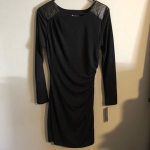 Cocktail Dress with Faux Leather Accents